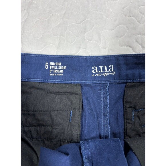ANA A New Approach Navy Blue Midrise Twill Shorts 5” inseam size 6 - Picture 5 of 6